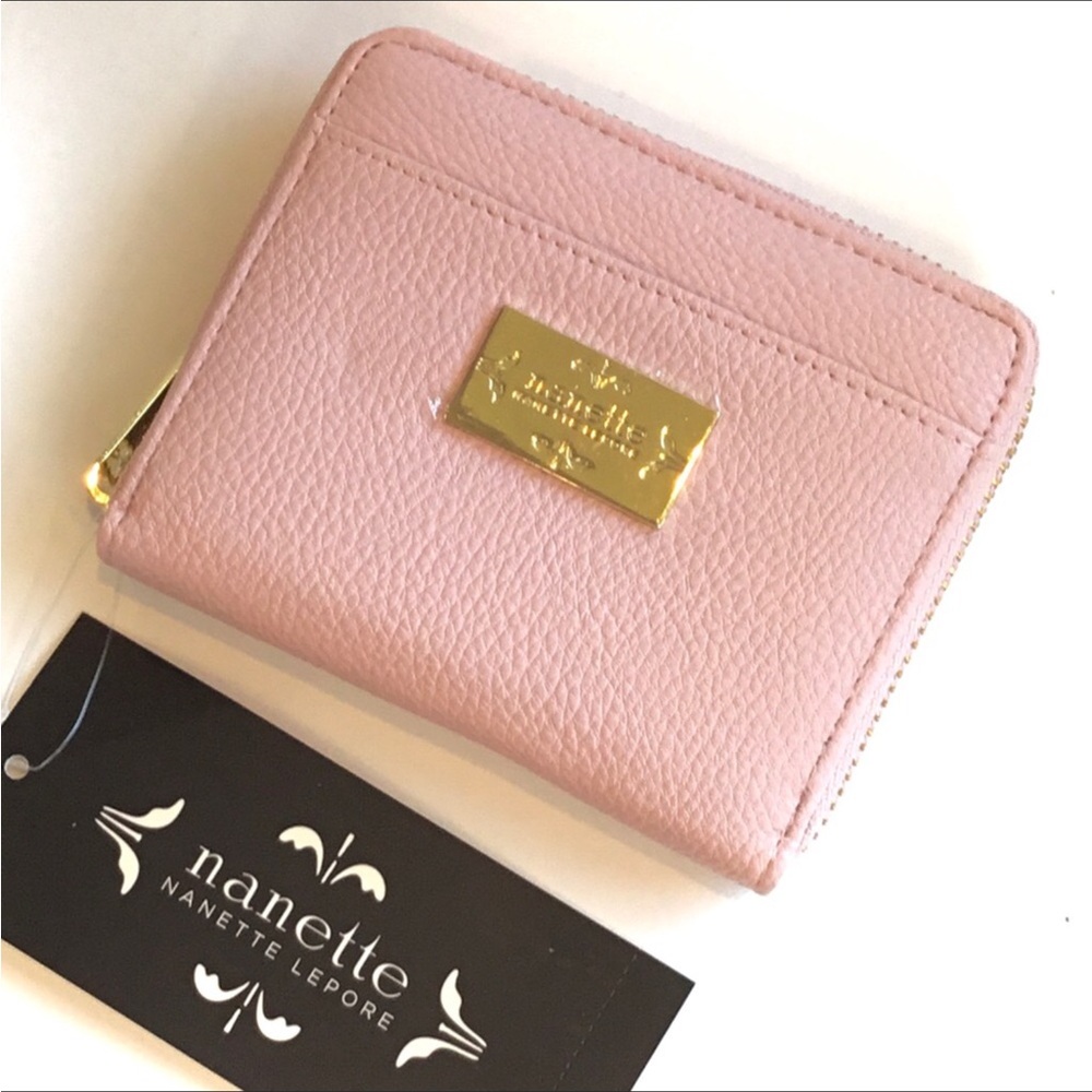 NWT Nanette Lepore Wallet Pebbled Vegan Leather Pink Zip